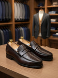 Penny Loafer mixed-material, croc-embossed design
